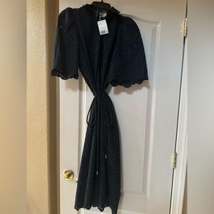 H&M Black Sleeve Eyelet Dress